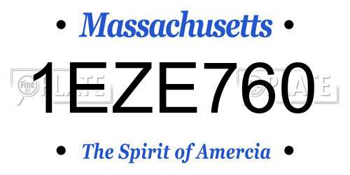 1EZE760 Massachusetts License Plate