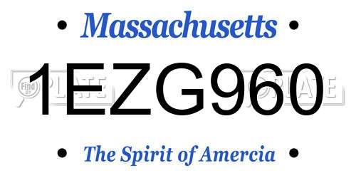 1EZG960 Massachusetts License Plate