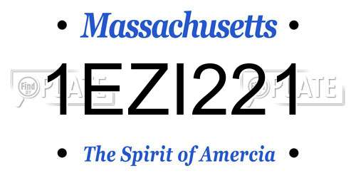 1EZI221 Massachusetts License Plate