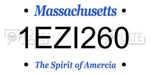 1EZI260 Massachusetts License Plate