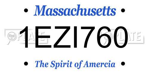 1EZI760 Massachusetts License Plate