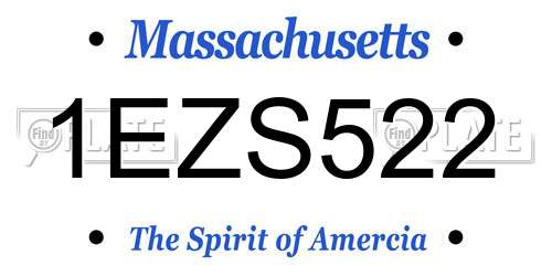 1EZS522 Massachusetts License Plate