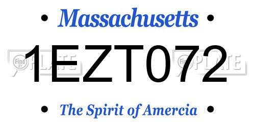 1EZT072 Massachusetts License Plate