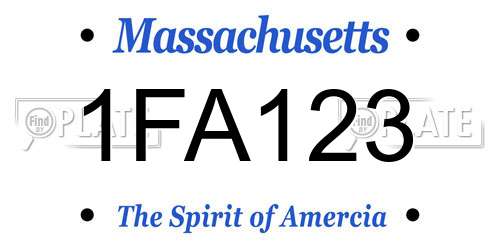 1FA123 Massachusetts License Plate