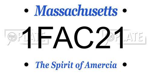 1FAC21 Massachusetts License Plate