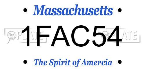 1FAC54 Massachusetts License Plate