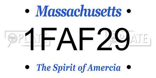 1FAF29 Massachusetts License Plate