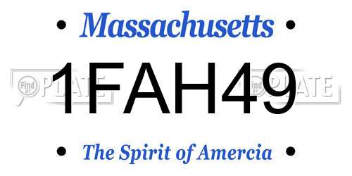 1FAH49 Massachusetts License Plate