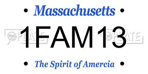 1FAM13 Massachusetts License Plate