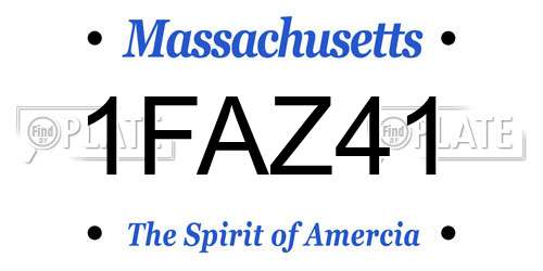 1FAZ41 Massachusetts License Plate