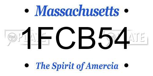1FCB54 Massachusetts License Plate