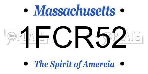 1FCR52 Massachusetts License Plate