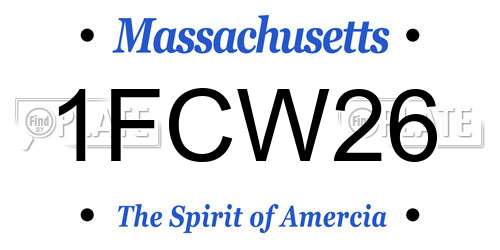 1FCW26 Massachusetts License Plate