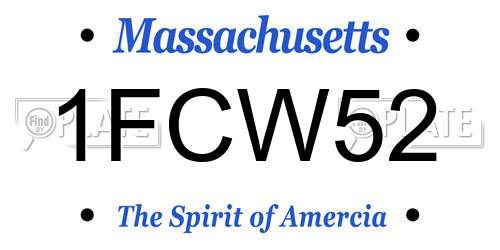 1FCW52 Massachusetts License Plate