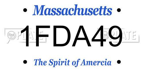 1FDA49 Massachusetts License Plate