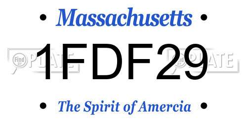 1FDF29 Massachusetts License Plate