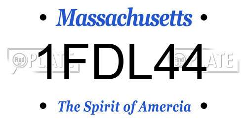 1FDL44 Massachusetts License Plate