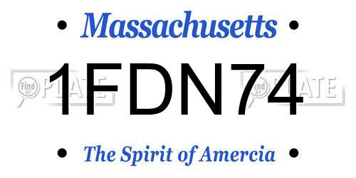1FDN74 Massachusetts License Plate