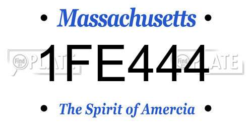1FE444 Massachusetts License Plate