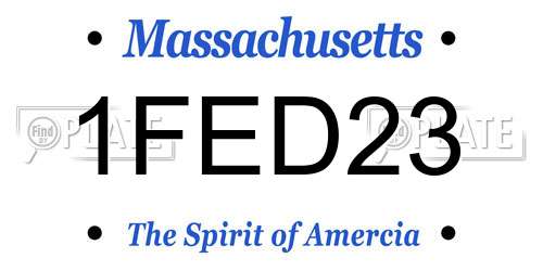 1FED23 Massachusetts License Plate