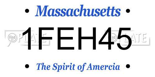 1FEH45 Massachusetts License Plate