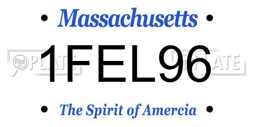 1FEL96 Massachusetts License Plate