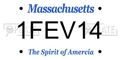 1FEV14 Massachusetts License Plate