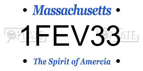 1FEV33 Massachusetts License Plate
