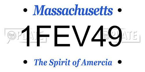 1FEV49 Massachusetts License Plate