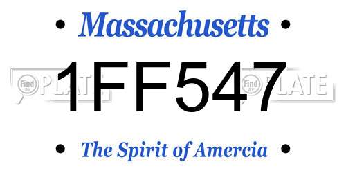 1FF547 Massachusetts License Plate