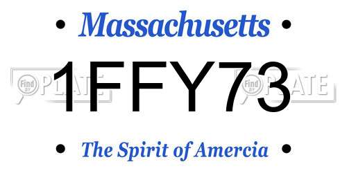 1FFY73 Massachusetts License Plate