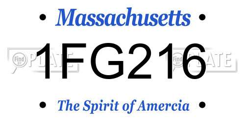 1FG216 Massachusetts License Plate