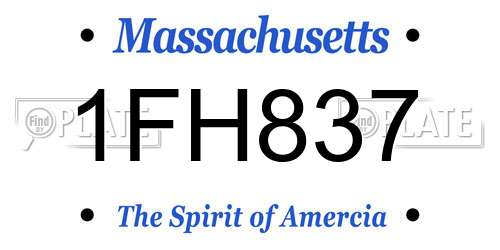 1FH837 Massachusetts License Plate