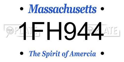 1FH944 Massachusetts License Plate