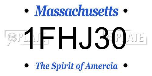 1FHJ30 Massachusetts License Plate