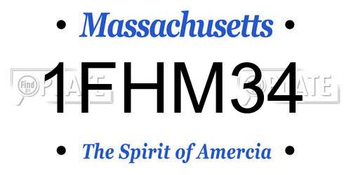 1FHM34 Massachusetts License Plate