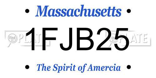 1FJB25 Massachusetts License Plate