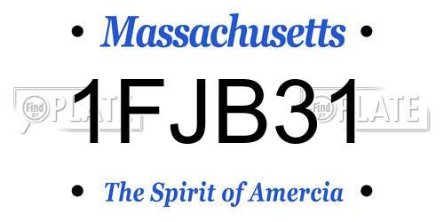 1FJB31 Massachusetts License Plate