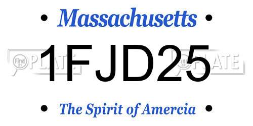 1FJD25 Massachusetts License Plate
