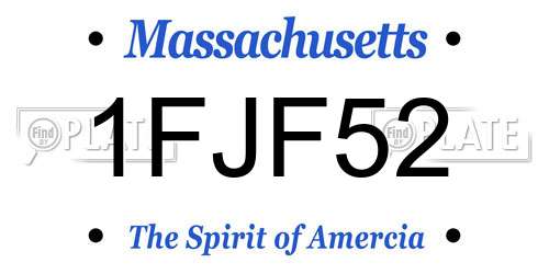 1FJF52 Massachusetts License Plate