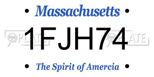 1FJH74 Massachusetts License Plate