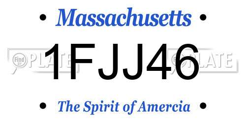 1FJJ46 Massachusetts License Plate