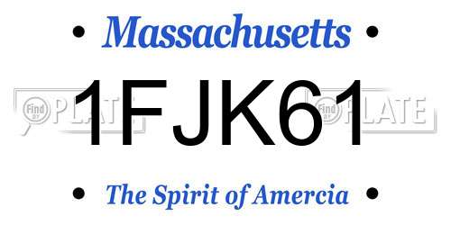 1FJK61 Massachusetts License Plate