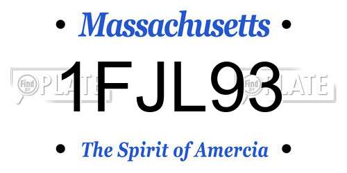 1FJL93 Massachusetts License Plate