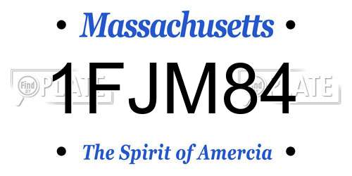 1FJM84 Massachusetts License Plate