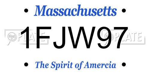 1FJW97 Massachusetts License Plate