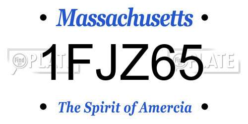 1FJZ65 Massachusetts License Plate