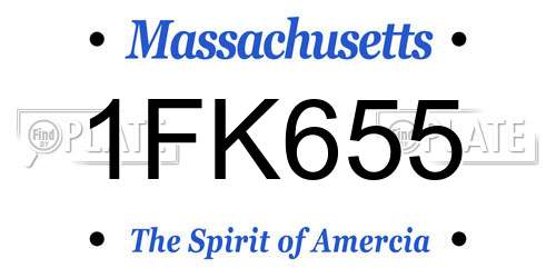 1FK655 Massachusetts License Plate