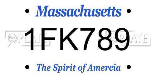1FK789 Massachusetts License Plate