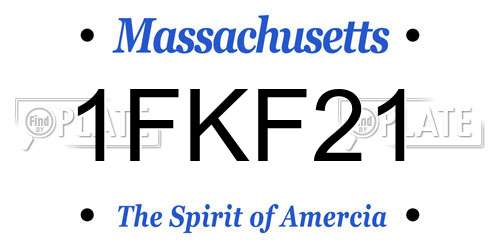 1FKF21 Massachusetts License Plate